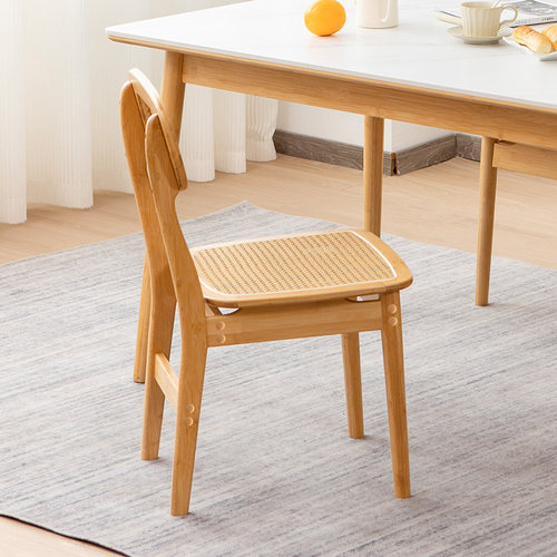 昌迪加尔椅子北欧家用日式藤编靠背餐椅扶手侘寂椅阳台原木书桌椅