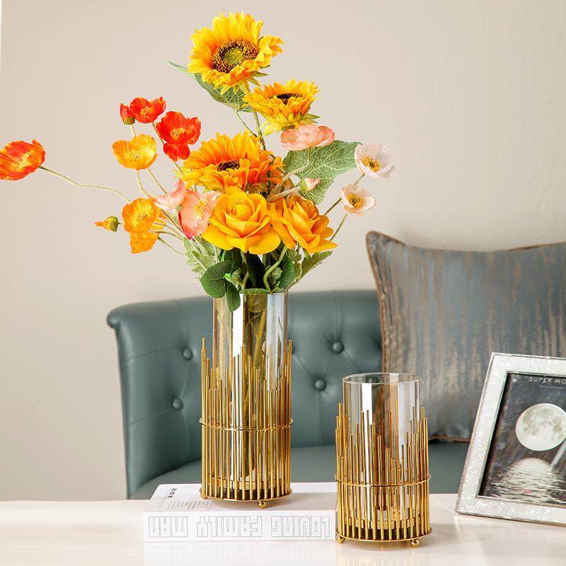 欧式轻奢金属玻璃透明花瓶家居客厅室内鲜花装饰用品摆件,纺织面料/辅料/配套,纺织机械配件,淘宝优惠券,粉丝福利购,淘宝优惠卷