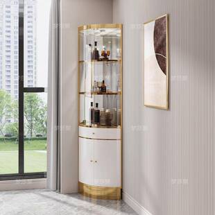 轻奢三角酒柜客厅现代简约靠墙带抽屉角柜不锈钢玻璃门墙角柜