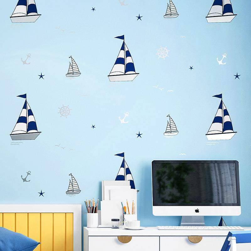 儿童房墙纸男孩女孩房间卧室卡通无纺布壁纸温馨背景星空星星帆船,畜牧/养殖物资,畜牧/养殖器械,淘宝优惠券,粉丝福利购,淘宝优惠卷