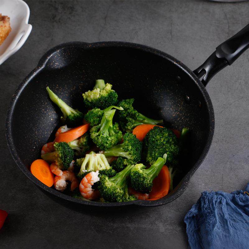 多功能炒菜平底炒锅28cm黑曜石大嘴巴炒锅无油烟炒菜锅品质保证,纺织面料/辅料/配套,纺织机械配件,淘宝优惠券,粉丝福利购,淘宝优惠卷