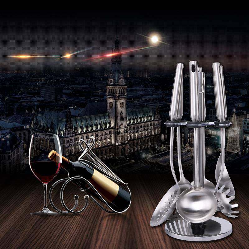 空心柄不锈钢锅铲漏勺汤勺套装长柄厨具七件套厨房烹饪用具炊具