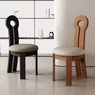 法式复古实木餐椅家用靠背椅子中古风轻奢高级卧室化妆客厅餐桌椅