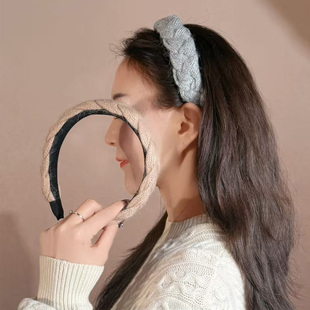 潮时点ins博主同款 毛线发箍复古手工麻花宽边发箍秋冬百搭头箍