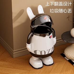 太空兔垃双圾摆桶超大号件垃圾桶高颜值垃圾48556篓筒带盖免腰垃