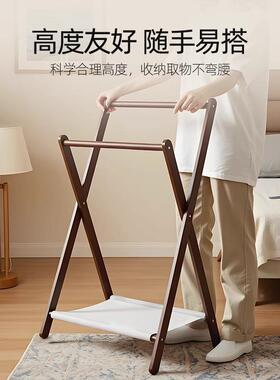 实卧木挂衣架落地床边上放衣神放器家晚用室脱JBY下的衣服次净晾