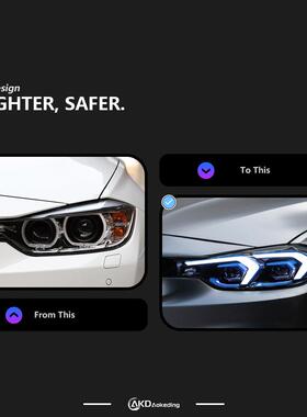 适用于1-19年F302宝马F303系改装车成型改23号款双钩大灯总转向信