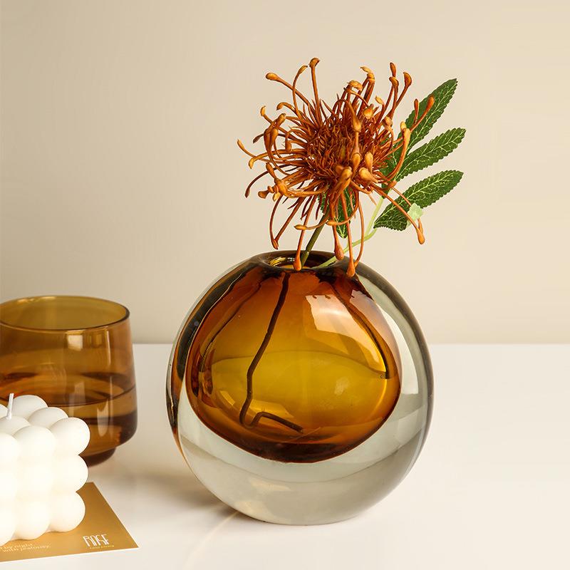 轻奢玄关玻璃花瓶件创意花客摆厅插现代简约餐桌面软装20210118品