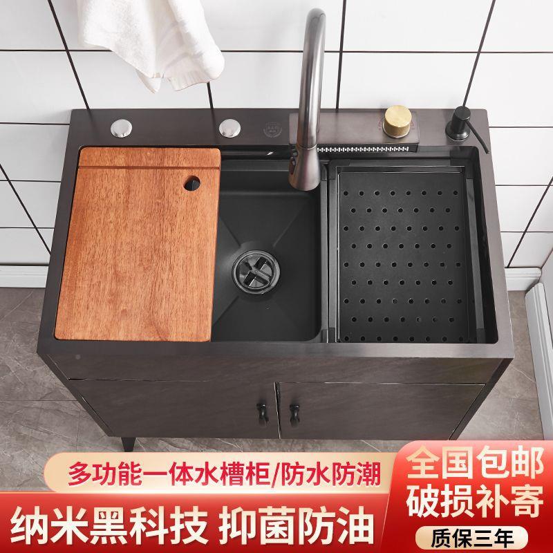 锈简易水槽双槽不钢水盆碗家用厨房洗菜盆一体橱柜-商用不锈钢洗