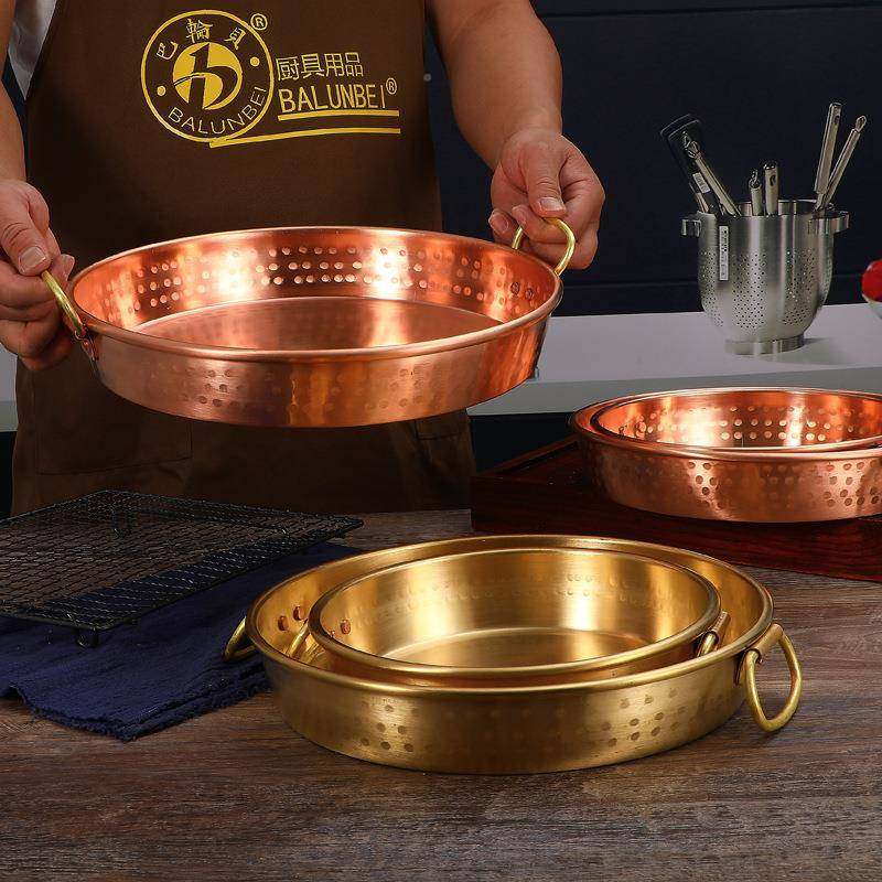 加厚双糕JHT紫耳铜/黄铜年糕盆铜器铜皿年盆器铜年糕盆铜盆铜盘