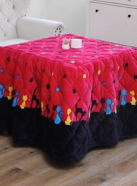 新款加绒厚烤火被子加正方形烤火桌茶子几电暖桌罩取暖桌F97TJT89