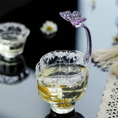 宜室茶话高颜值蝴30732蝶把耐热玻杯璃公道透茶明茶海致精女士分