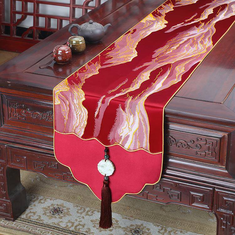 艺旭新ZTU意中式必桌旗茶几旗桌布禅茶台布长艺条轻奢茶桌垫布