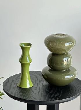 绿色葫芦中古粉玻花级瓷艺术桌插花餐璃装饰F97M9H95客厅摆件鲜花