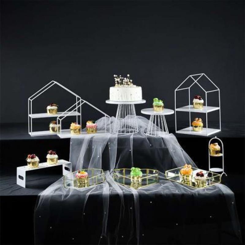 式铁艺蛋糕脚架婚甜庆FCM道具托盘高欧盘品台摆件