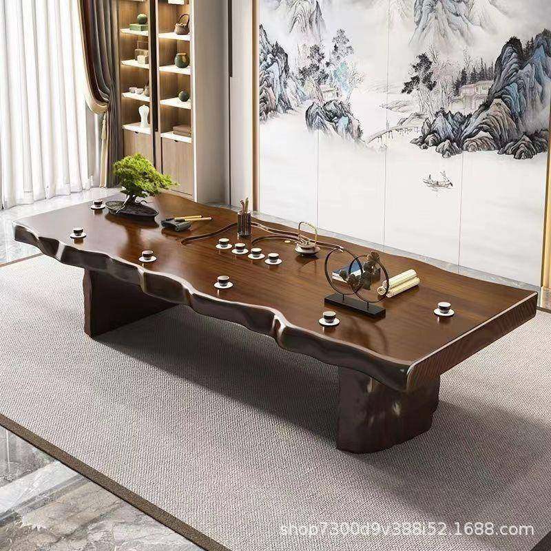 大板木茶桌新中约式原木茶桌一体一整套实DKR简家整板用办公室茶