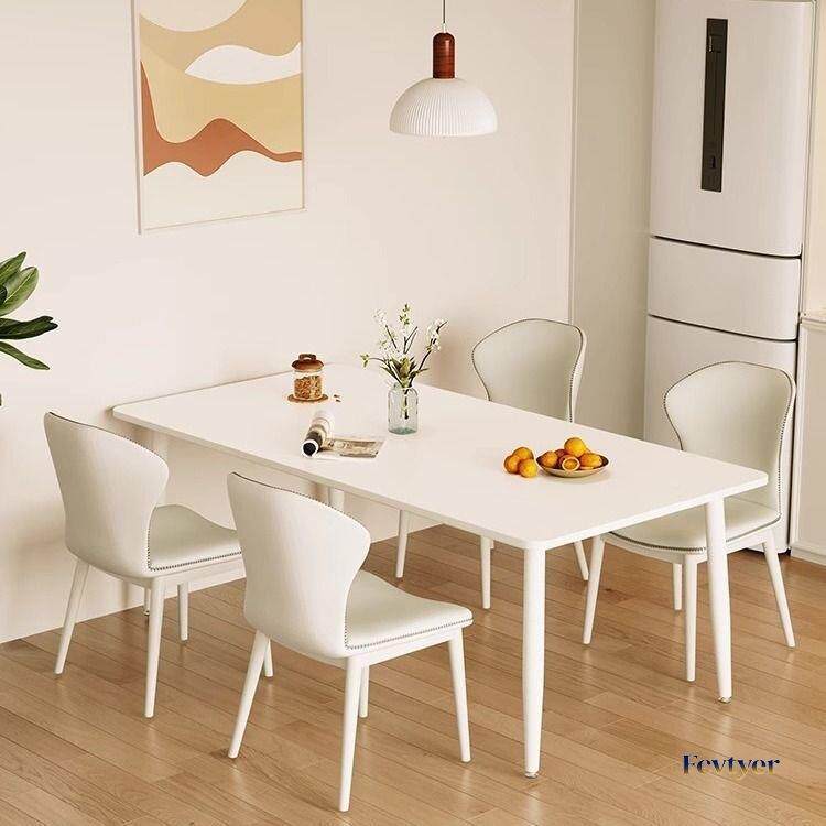 餐纯1白岩板餐用椅子家小户型纯黑极简轻奢高级感新款纯桌黑饭桌