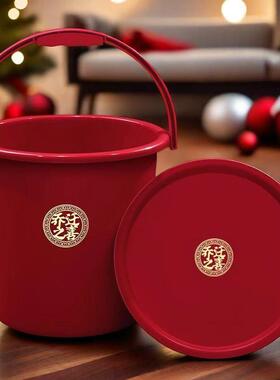 乔塑料米桶家用提手带盖大红号新居GWR搬家桶加厚过火乔送迁礼迁