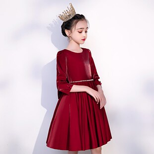 儿童结婚礼小花童婚纱公主裙女童模特走秀主持人钢琴表演出晚礼服