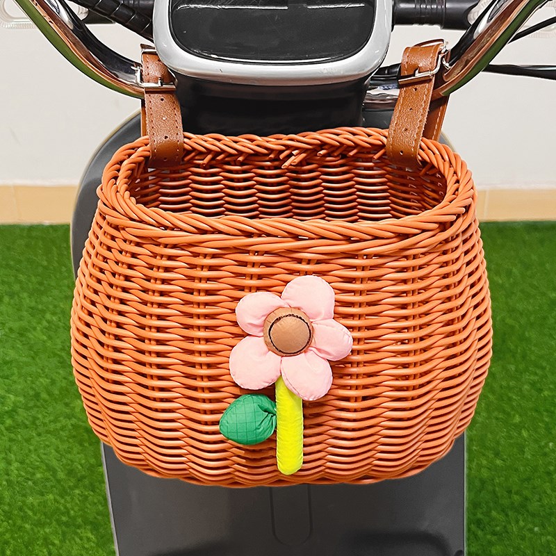 电动车前置车篮子收纳储物筐可爱卡通自行车挂篮零食水杯置物神器