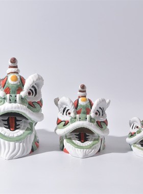 新中式透明罩子狮子摆件样板间书房客厅玄关博古架动物装饰品摆设