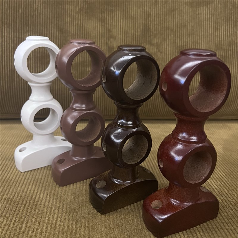 老式35实木窗帘支架罗马杆架子底座固定支撑大小孔双托架孔距5cm