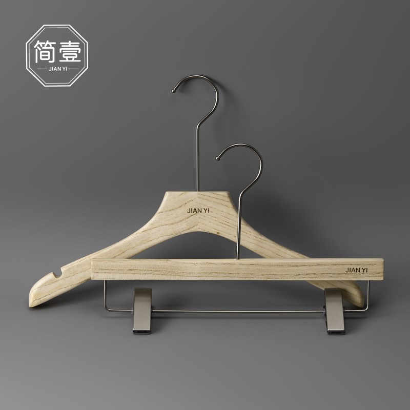 白蜡木衣架服装店专用椿木实木衣撑女装原木防滑无痕衣挂定制LOGO