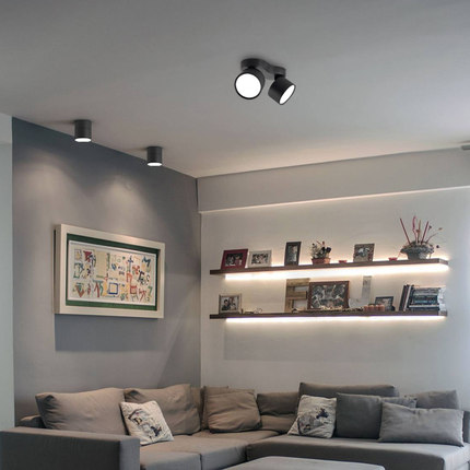 极简led明装筒灯可调角度泛光灯免开孔四头双头斗胆灯家用无主灯