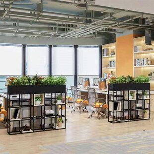铁艺隔断办公室置物架工业风围栏饭厅矮屏风书架书柜绿植花槽花架