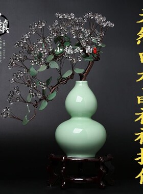 天然白水晶招财摇钱树家居新房装饰客厅电视柜公司开业礼品摆件