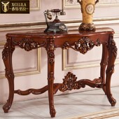 实木玄关柜手工雕刻沙发背几玄关桌新款 欧式 玄关台高端仿古色法式