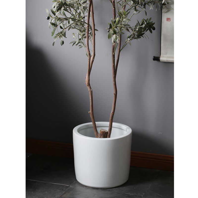 手绘景德镇陶瓷花盆古典中式装修树盆室内简约特大号直筒落地盆栽