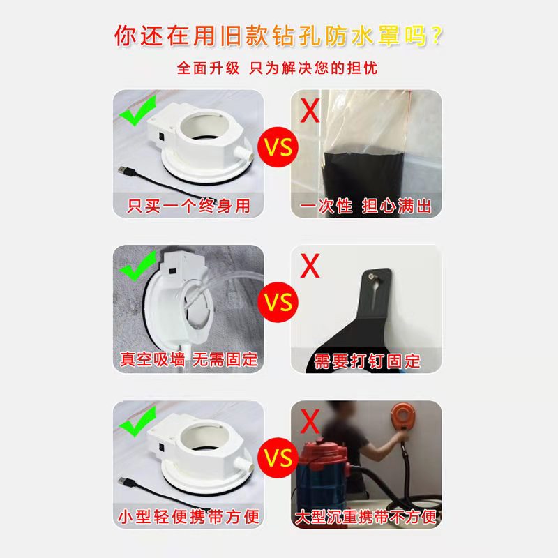 水钻空调打孔防尘罩 防水防污 电动抽真空吸盘 接水器 免打孔固定
