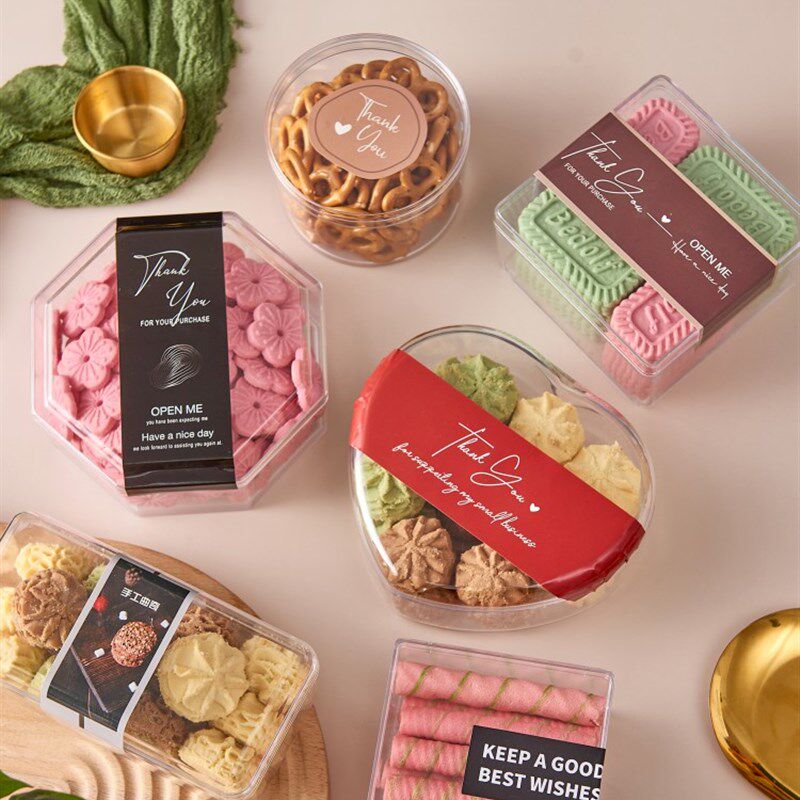 曲奇饼干盒子透明密封罐蔓越莓包装盒装雪花酥烘焙塑料食品小罐