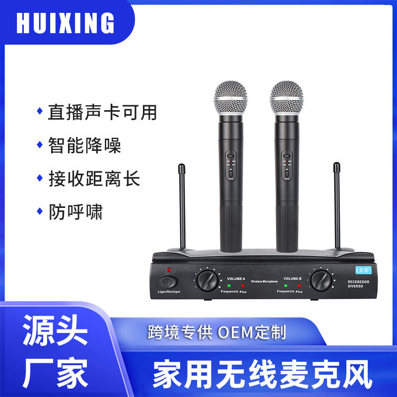 无线麦克风一拖二话筒家用K歌直播会议户外舞台演出降噪高音质