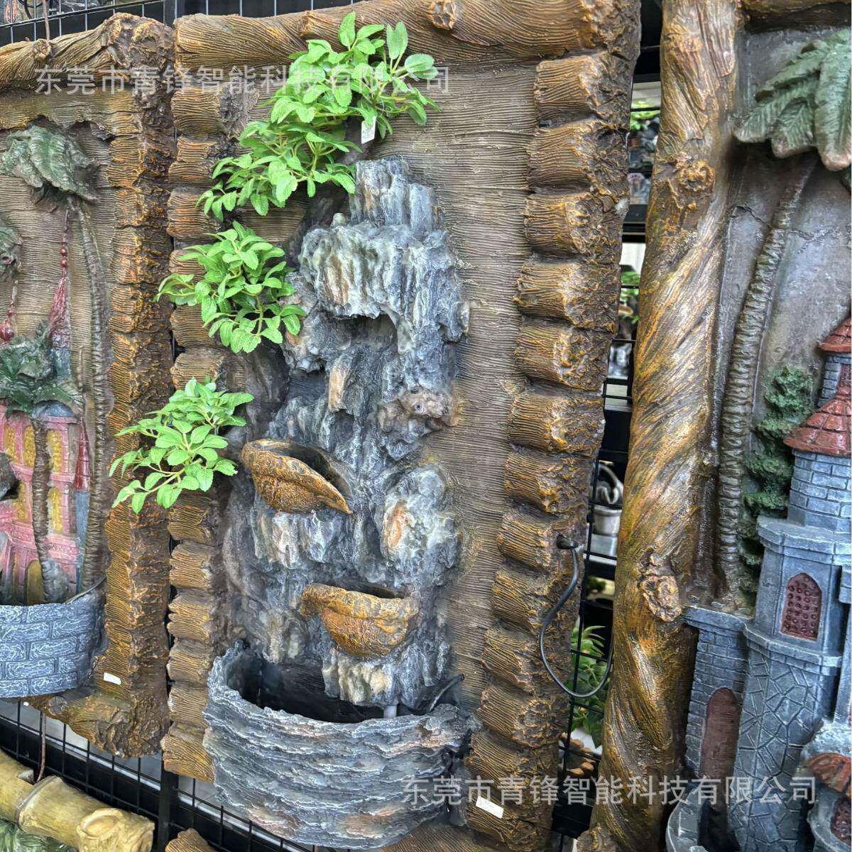 喷泉绿植流水壁挂庄园城堡挂件户外别墅花园水景装饰品工艺品庭院