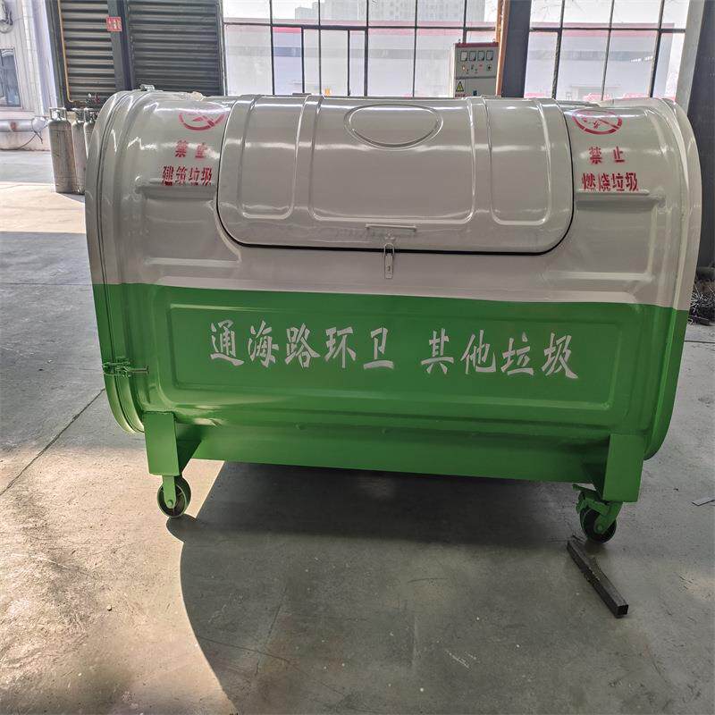 湖南大型户外3立方勾臂垃圾箱3方钩臂车配移动铁皮垃圾桶喷塑烤漆