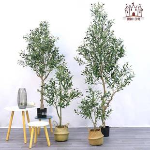 仿真橄榄树绿植假树造景观家居客厅商场店铺橱窗酒店餐厅装饰摆件
