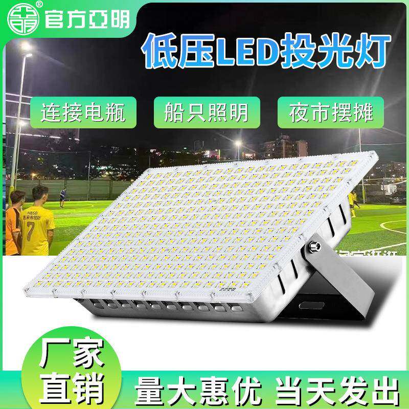 亚明低压LED投光灯12V24V36V48V船用电瓶夜市摆地摊大功率照明灯