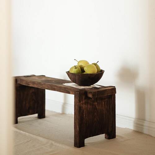 9U实木沙发边几角几浴室沙发茶几床边椅复古手工做旧款艺术家居长