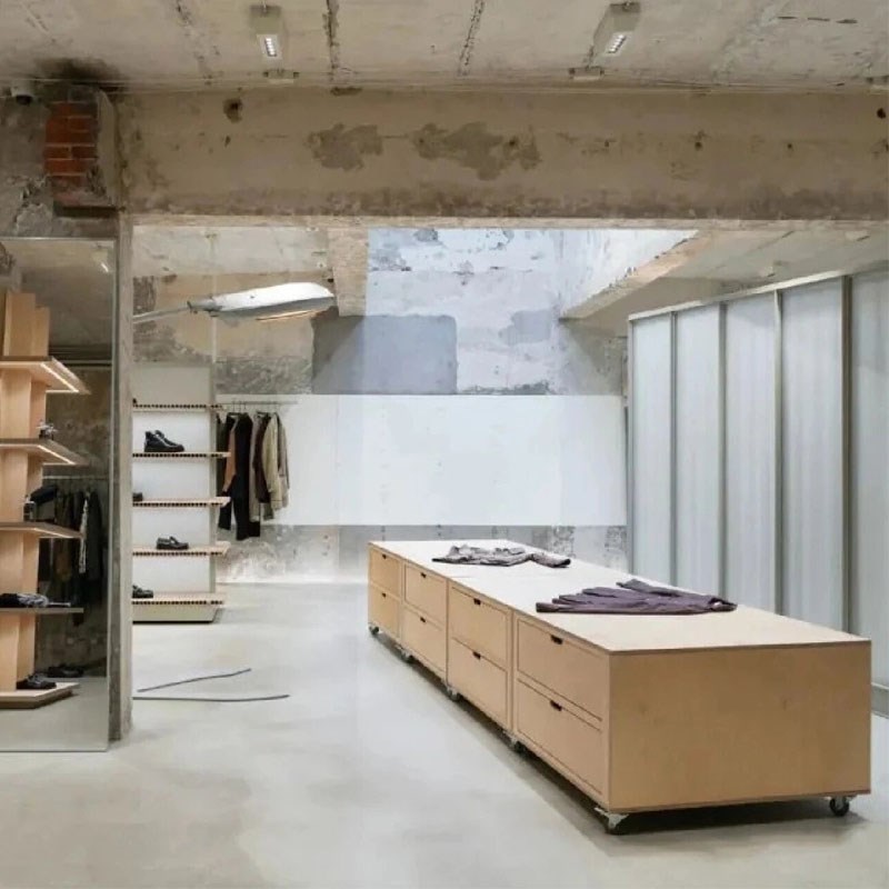 服装店中岛桌展示台边柜储物柜桦木装饰柜摆件展台陈列展示桌定制