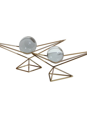 北欧装饰摆件轻奢水晶球摆件创意几何形状金属水晶球摆件装饰品