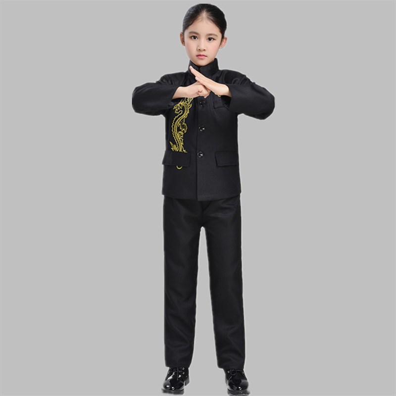 新款儿童中山装五四青年男女童套装民国合唱服朗诵秋冬演出表演服