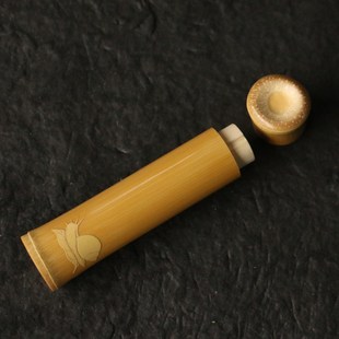 十几年玉竹一体老料高密度拔口短香筒香道香线收纳筒把件竹雕文玩