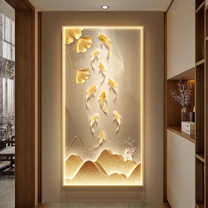 壁灯入门玄关装饰画轻奢高级感客厅挂画尽头走廊过道大气LED灯画