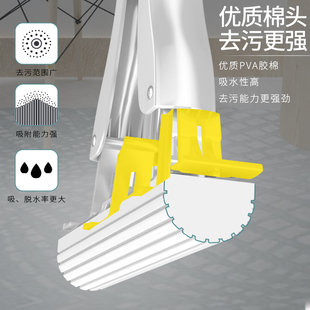 拖拖乐海绵拖把头免手洗2022新款 家用拖地神器胶棉吸水拖地布大号