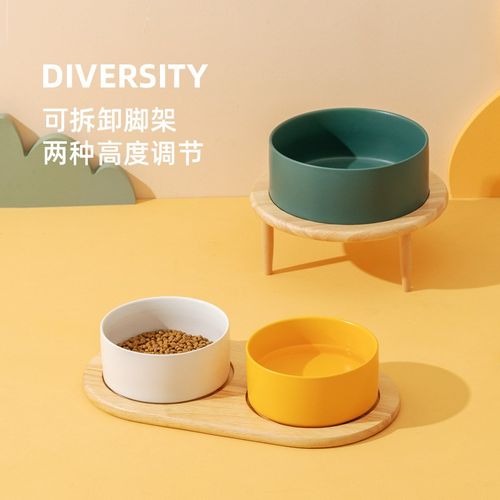 宠物碗猫盆狗盆猫碗陶瓷双碗水碗猫咪碗护颈陶瓷狗粮碗狗碗猫食盆