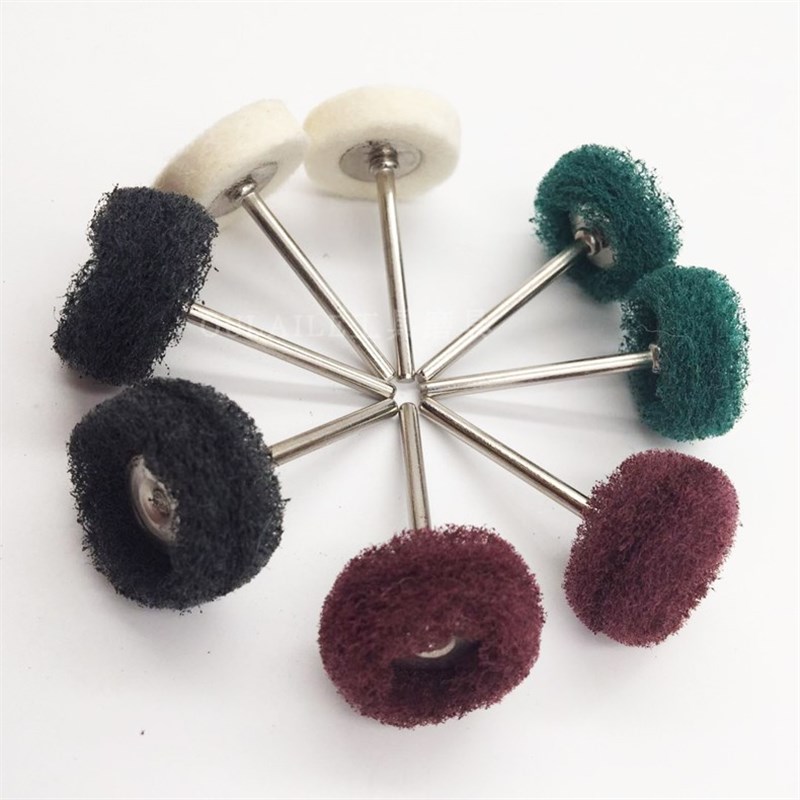 带柄百洁布磨头金属除锈飞翼电磨拉丝打磨头不锈钢抛光迷你纤维轮