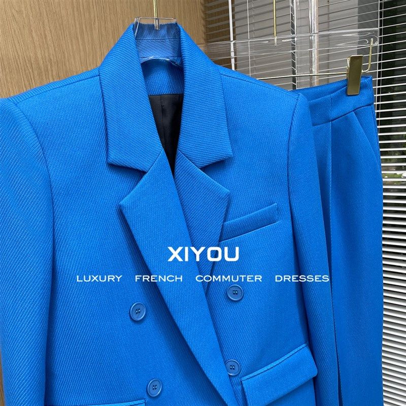 2024秋冬高级感西装套装直筒阔形名媛主持职业西服气质外套女