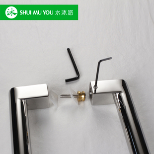 水沐悠高端木门不锈钢淋浴房玻璃平开门拉手把手订做哑黑拉丝定制